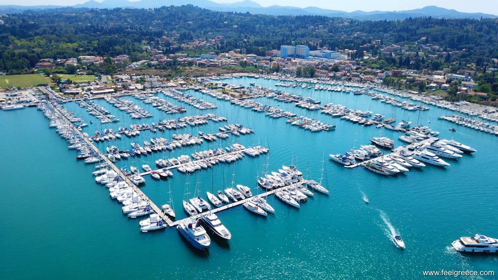 Marina and yachts seen from the air