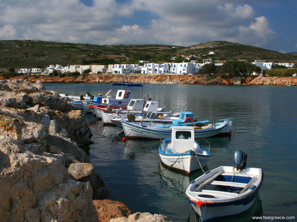 Small fishing harbor with boats