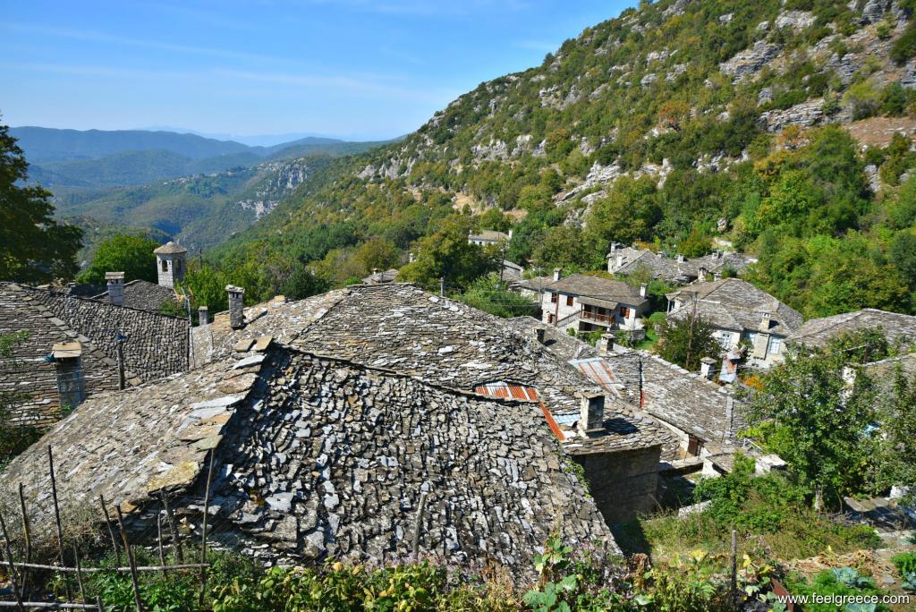 Traditional stone houses with slate rooftops