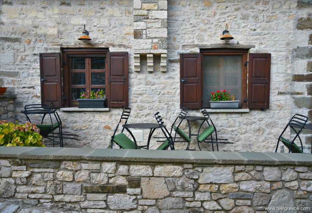 Tables of a traditional cafe in the village