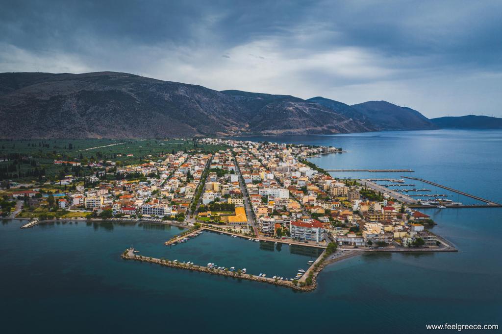 Aerial view of the port and the village