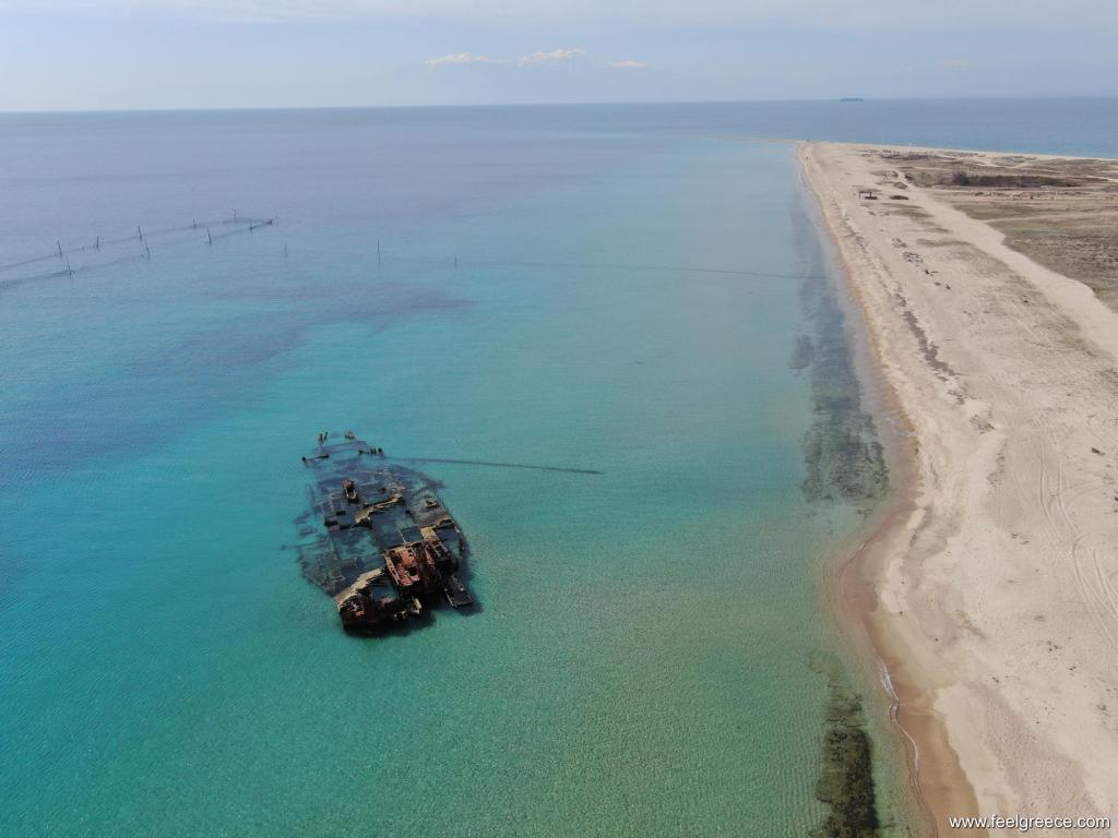 Shipwreck of Epanomi seen from the air