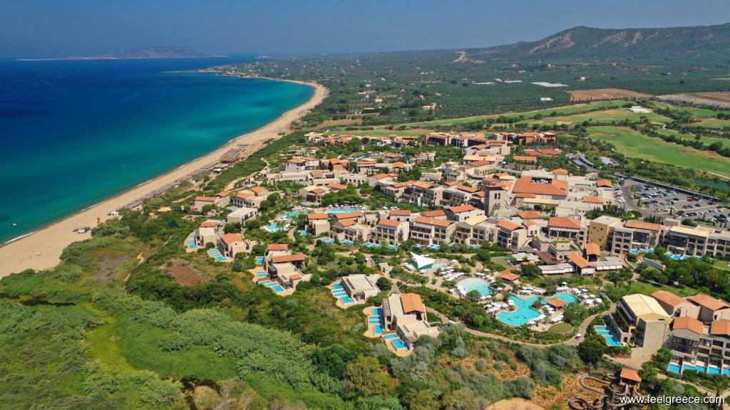 Aerial view of the famous resort and the beach