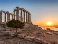 Sunset at the ancient temple of Poseidon