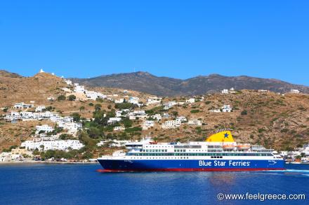 The ferry approaches the port of the island