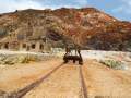 Rusty mine cart left as tourist attraction