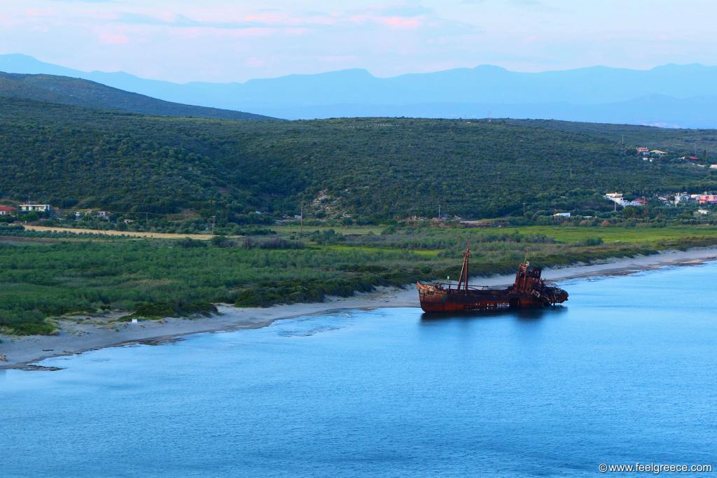 Dimitrios shipwreck seen from the road