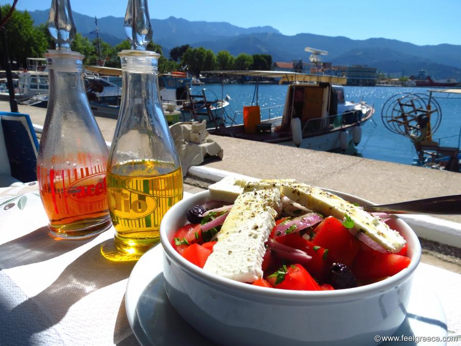 Greek salad by the sea