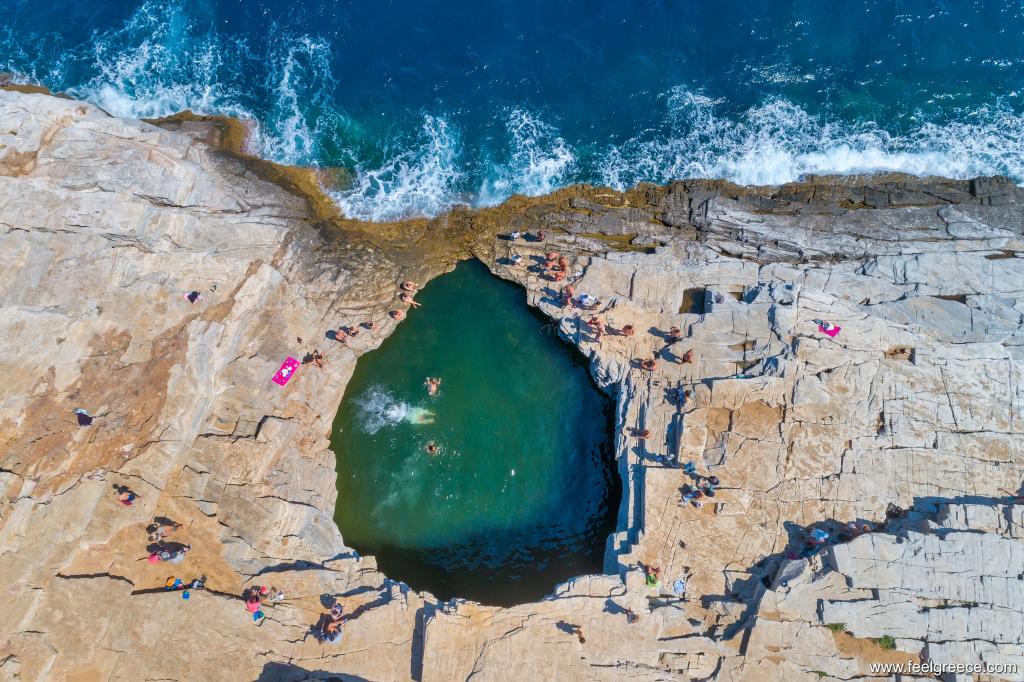 The rock pool from the air